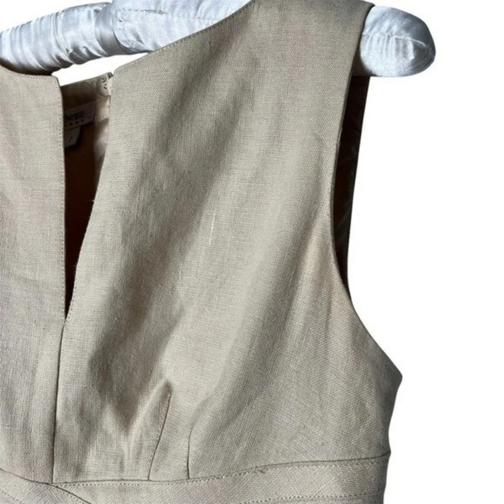 Vintage Kay Unger Linen Embroidered Dress Womens 2‎ Classic Preppy Minimalist